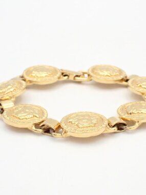 Authentic Versace Gold Medusa Coin Link Bracelet